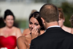 Bride cries during ceremony
